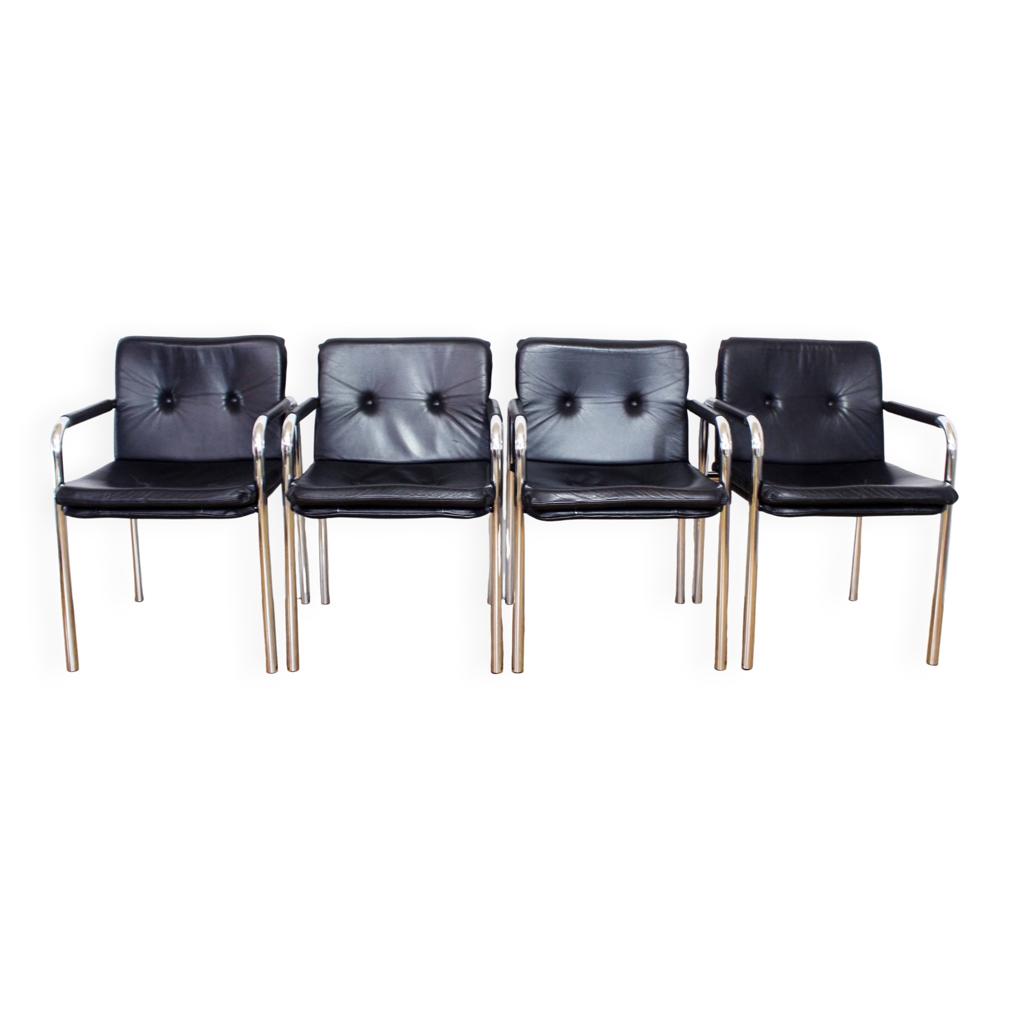 Set of 4 Bauhaus leather armchairs