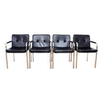 Set of 4 Bauhaus leather armchairs