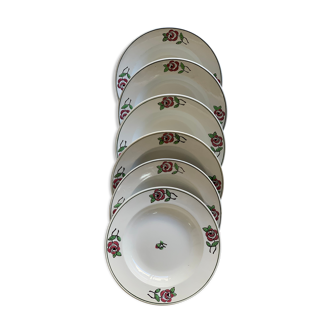 6 hollow earthenware plates, L'Amandinoise
