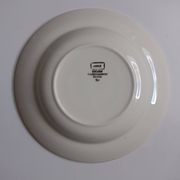 3 Digoin Sarreguemines Adèle plates in grey, yellow, and burgundy.