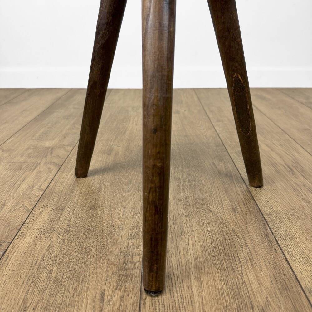 Trio of solid wood brutalist stools