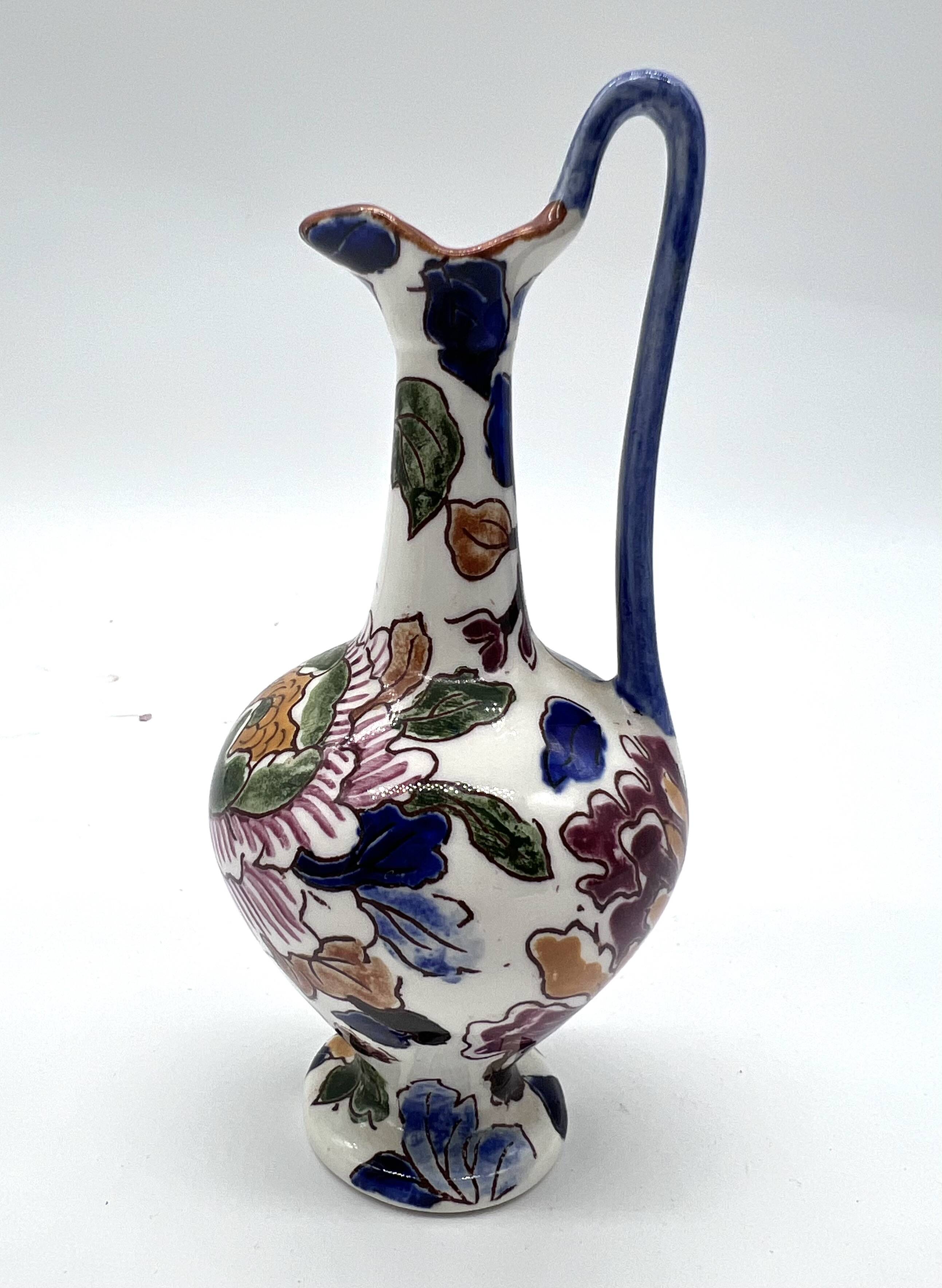 Antique Gien vase – Peony model – Hand-painted earthenware – 13.5 cm