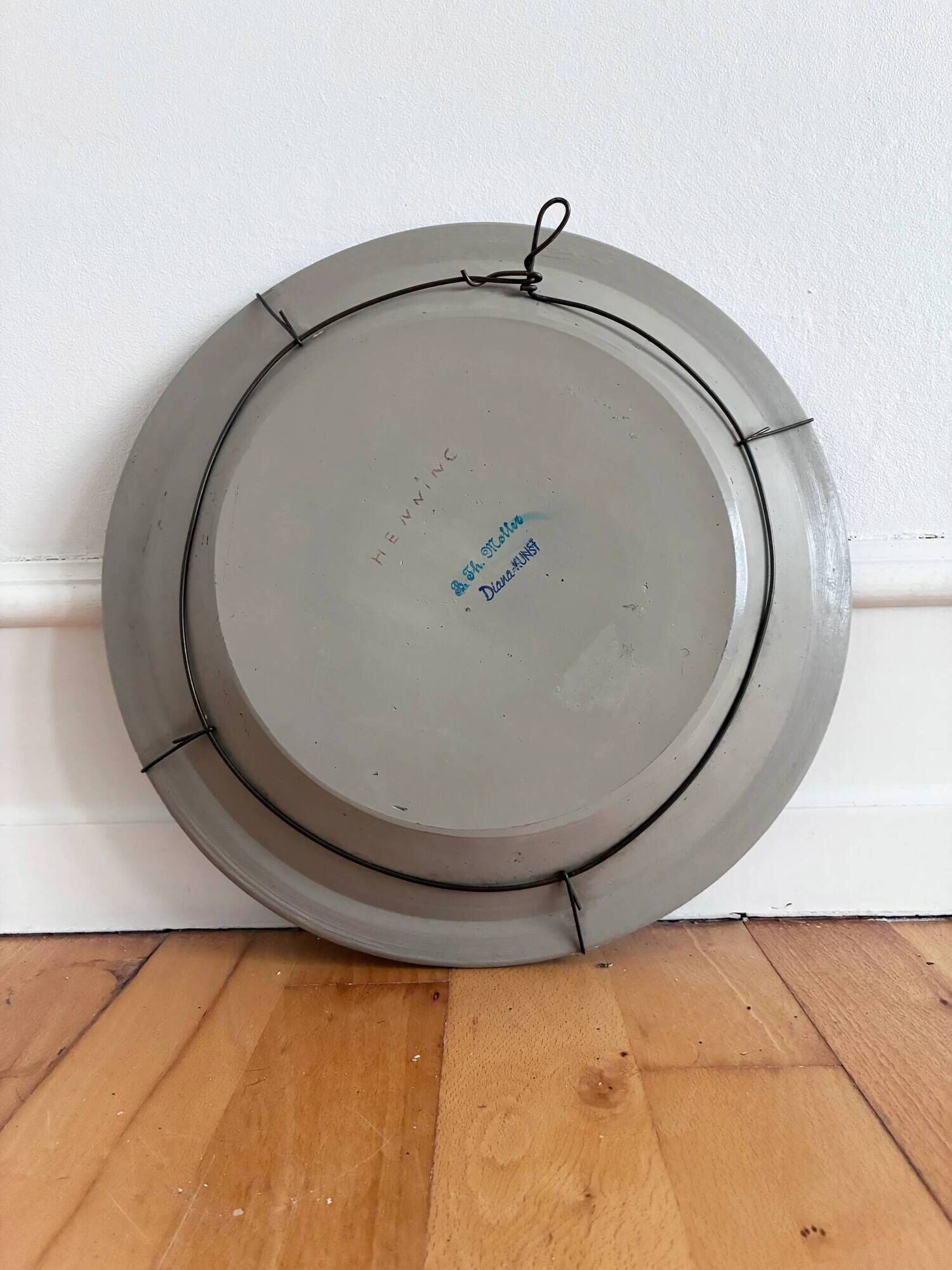 Vintage Danish round mosaic wall mirror, marked B. J. H. Moller, 1970s