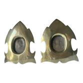 Pair of gothic metal brass picture frames
