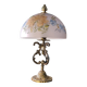 Lampe bronze  peinture sur abat jour signée verre 47x28