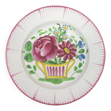 Ancien Assiette Faïence de l'Est St Clément Les Islettes, Corbeille de fleu