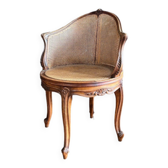 Nineteenth century rotating office chair in wood and canning