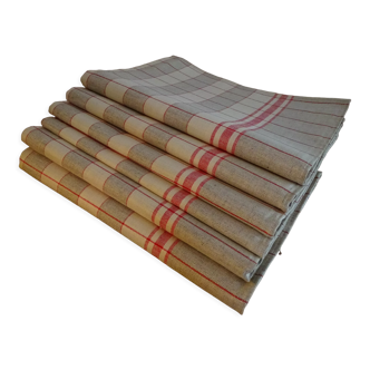 6 antique tea towels vintage cotton Métis 74 x 74