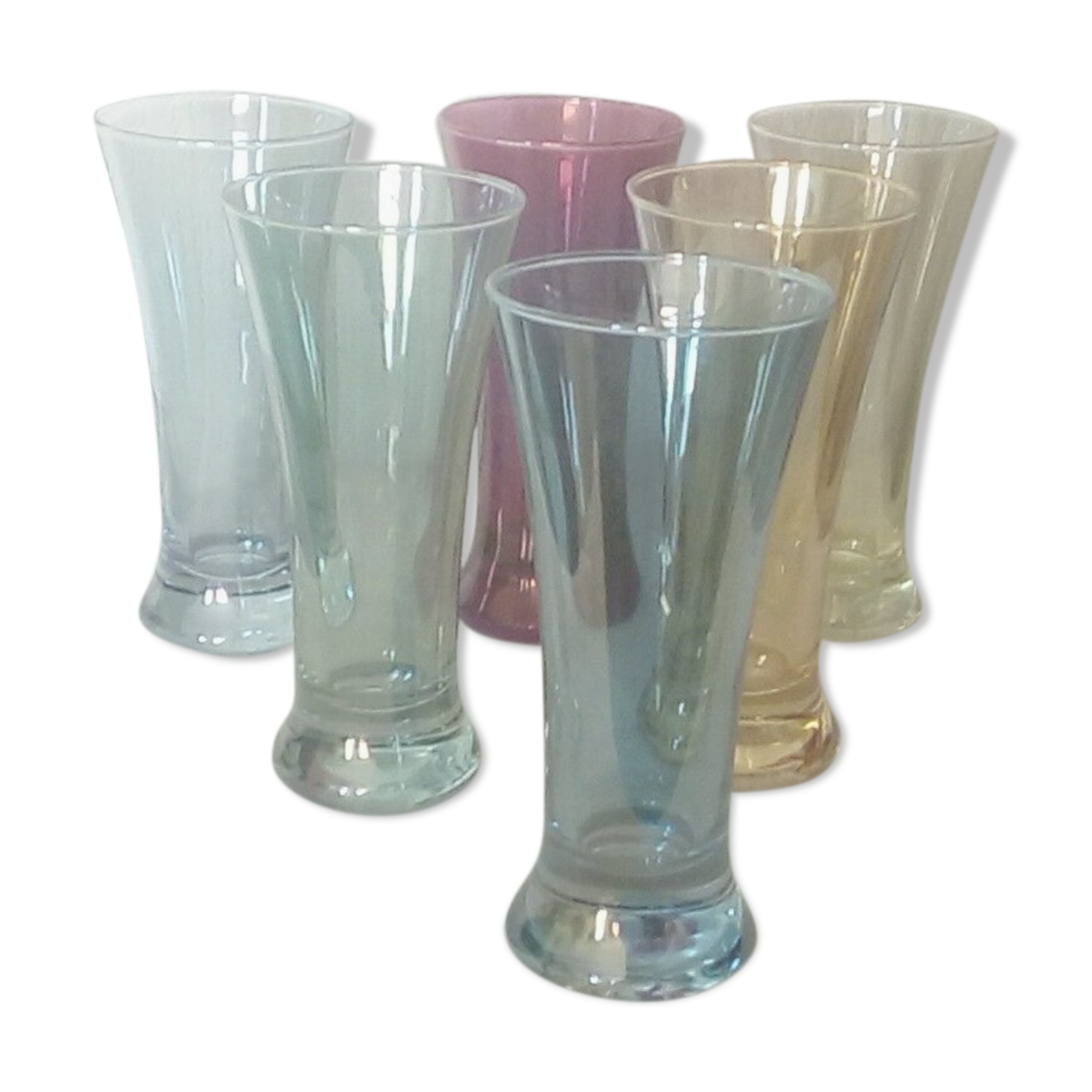 Lot De 8 Verres Vintage Pop Années 60/70 - Multicouleur - Bon état