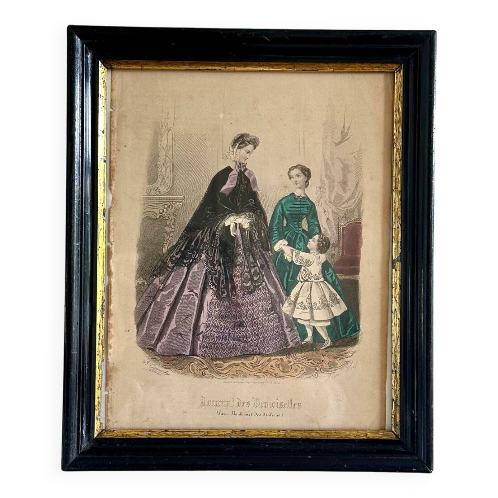 Ancienne, gravure de mode encadrée