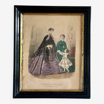 Old, framed fashion engraving