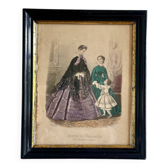 Old, framed fashion engraving