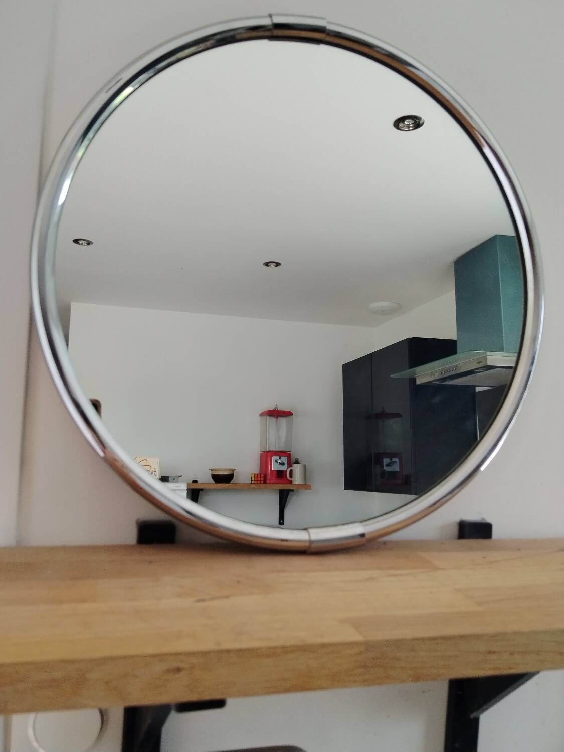 Round chrome metal mirror 1970s