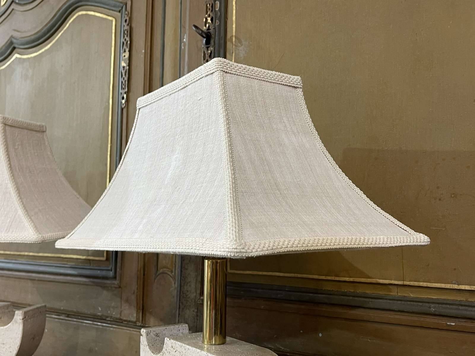 Pair of Italian travertine lamps by Fratelli Mannelli