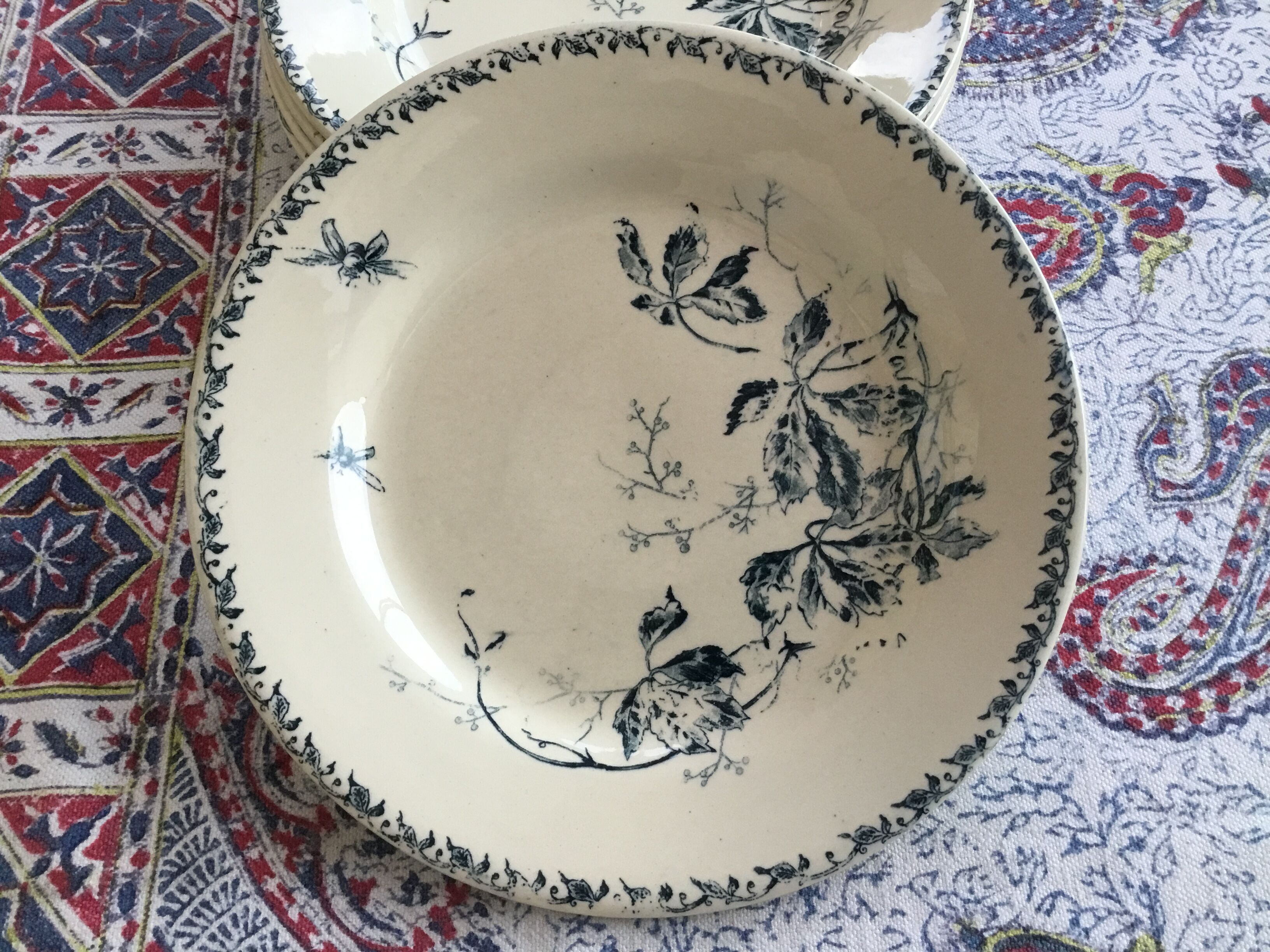 6 plates Gien theme bees and flowers