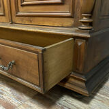 Gothic Renaissance library in solid walnut with columns around 1850