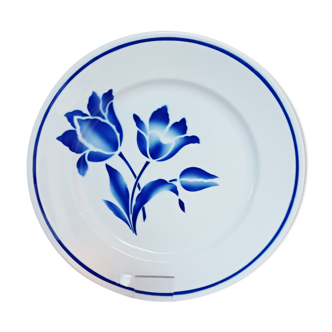 Round dish Badonviller, Brétigny, blue flowers