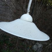 White perforated sheet metal chandelier