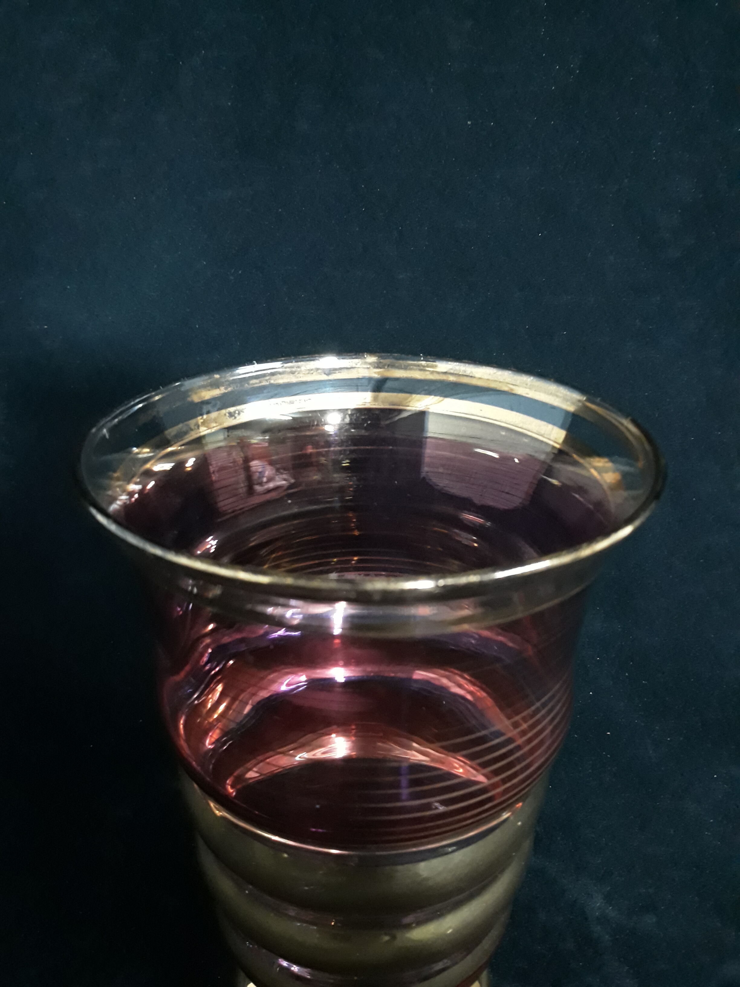 Fuchsia & gold glass art deco vase
