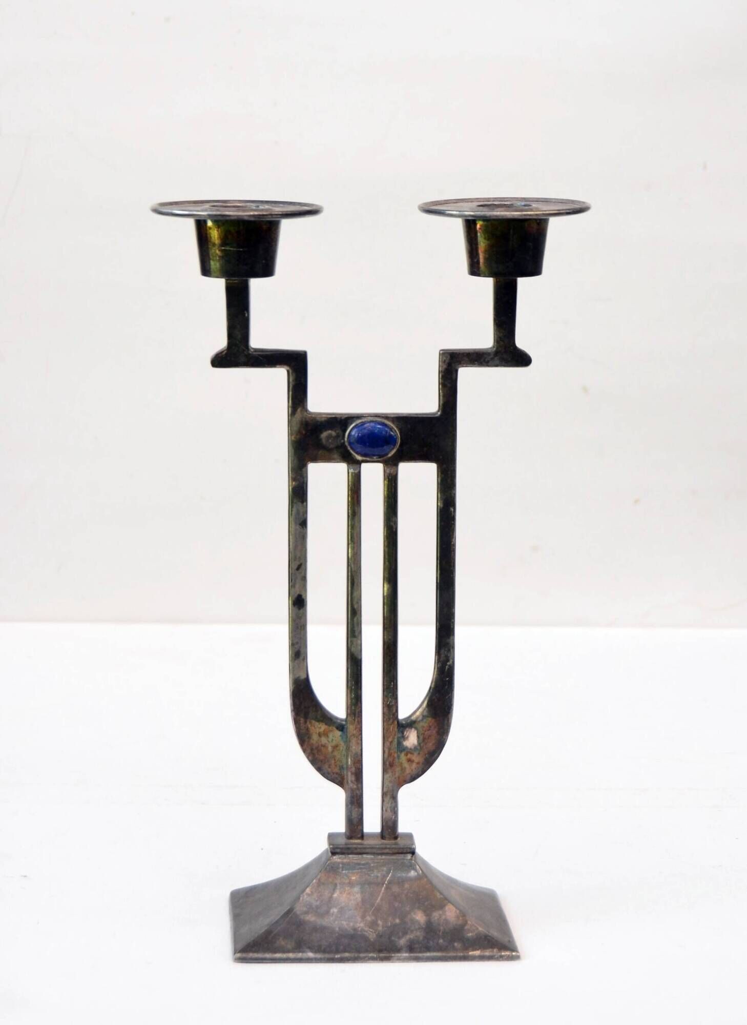 Candlestick with 2 holders Gunther Lambert whit Lapis Lazuli Cabochon - Art Nouveau stil
