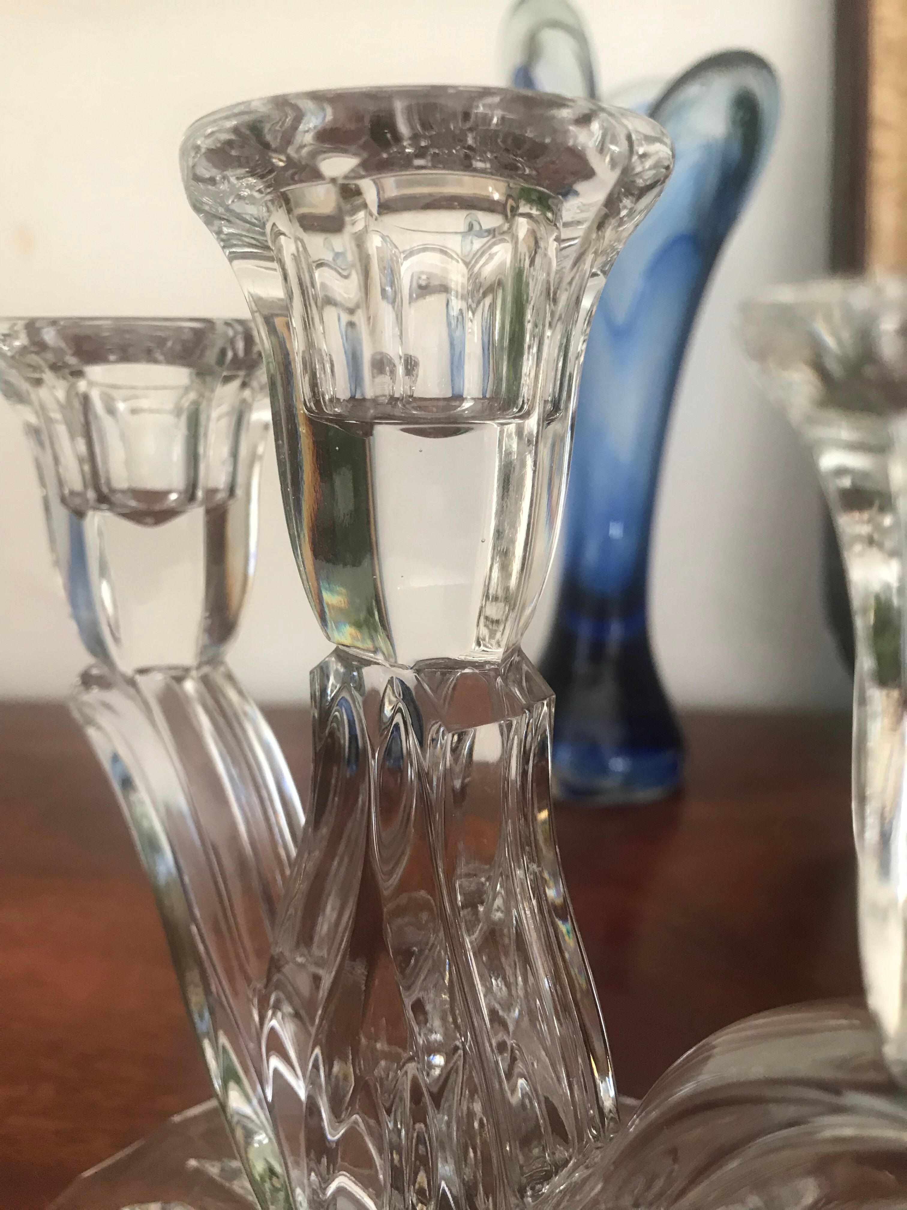Pair of crystal candlesticks