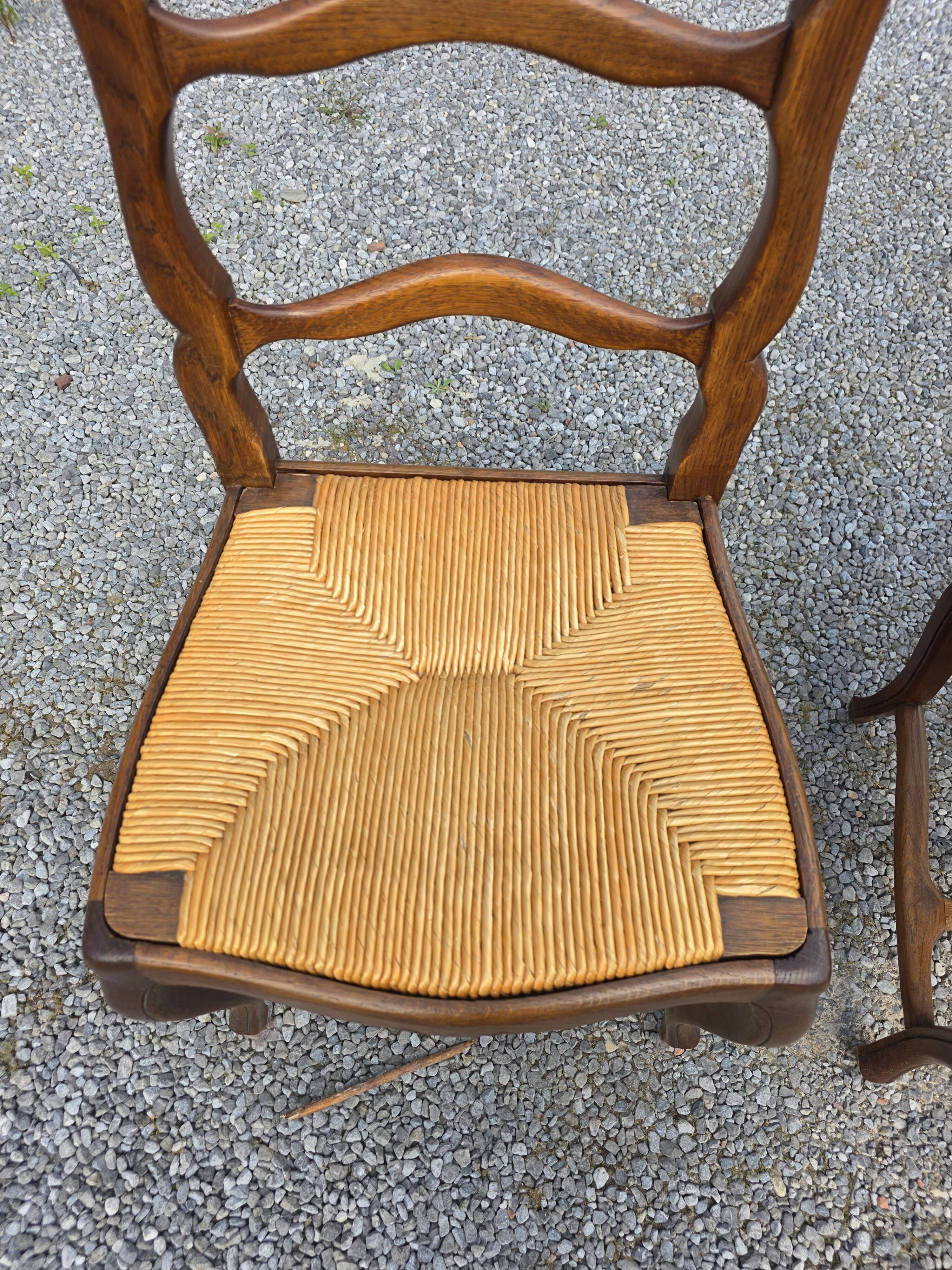 4 Louis XV style chairs in solid oak
