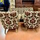 Vintage armchairs and sofa compass legs 1950 old floral pattern