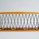 Wall coat rack with hat shelf made of wood and cords, Mid Century coat rack