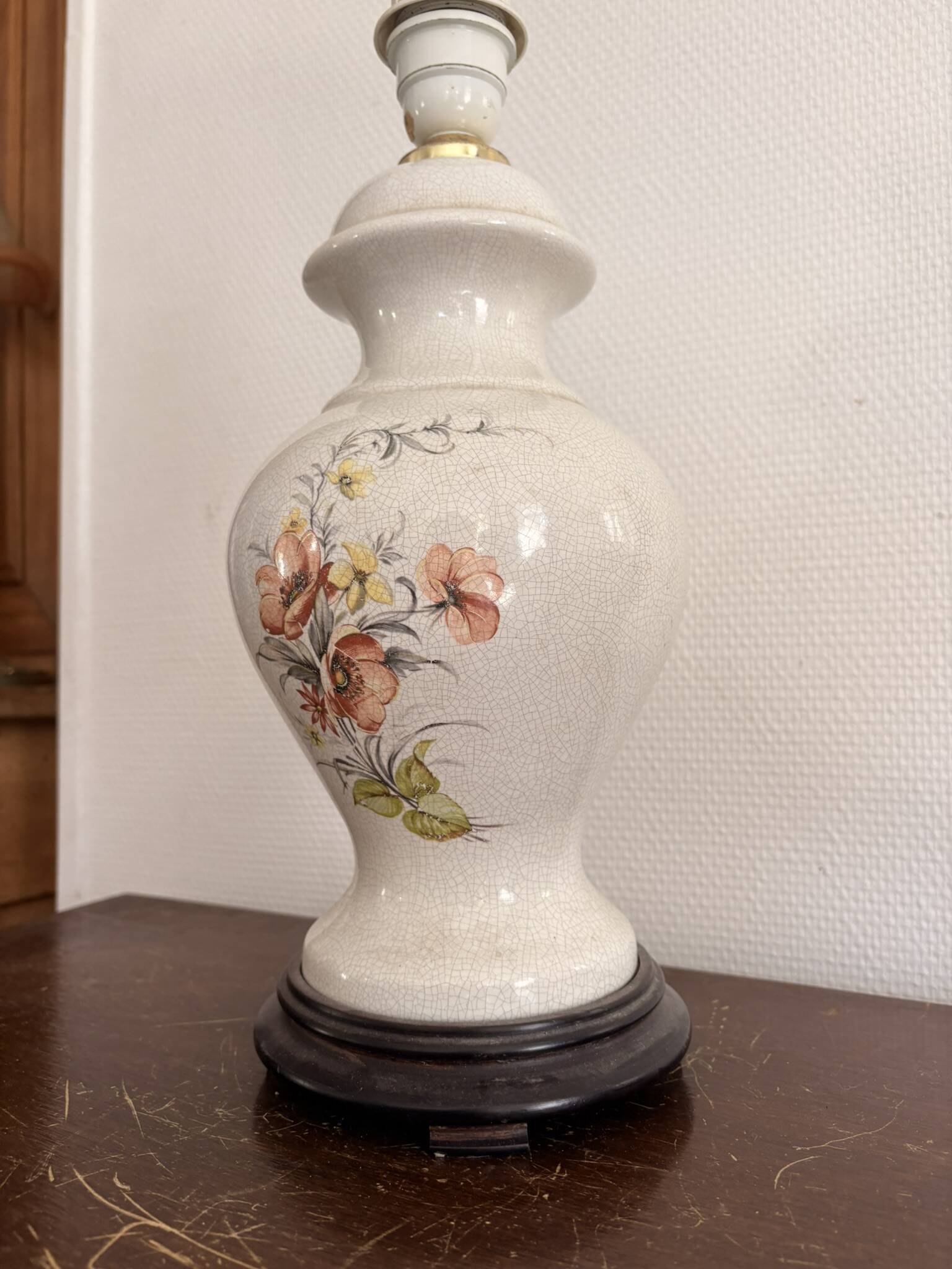 Vintage Vase-Shaped Lamp Floral Decor Flower Baluster Ceramic