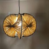 Lampe rustique portugaise en bois noir, années 1960