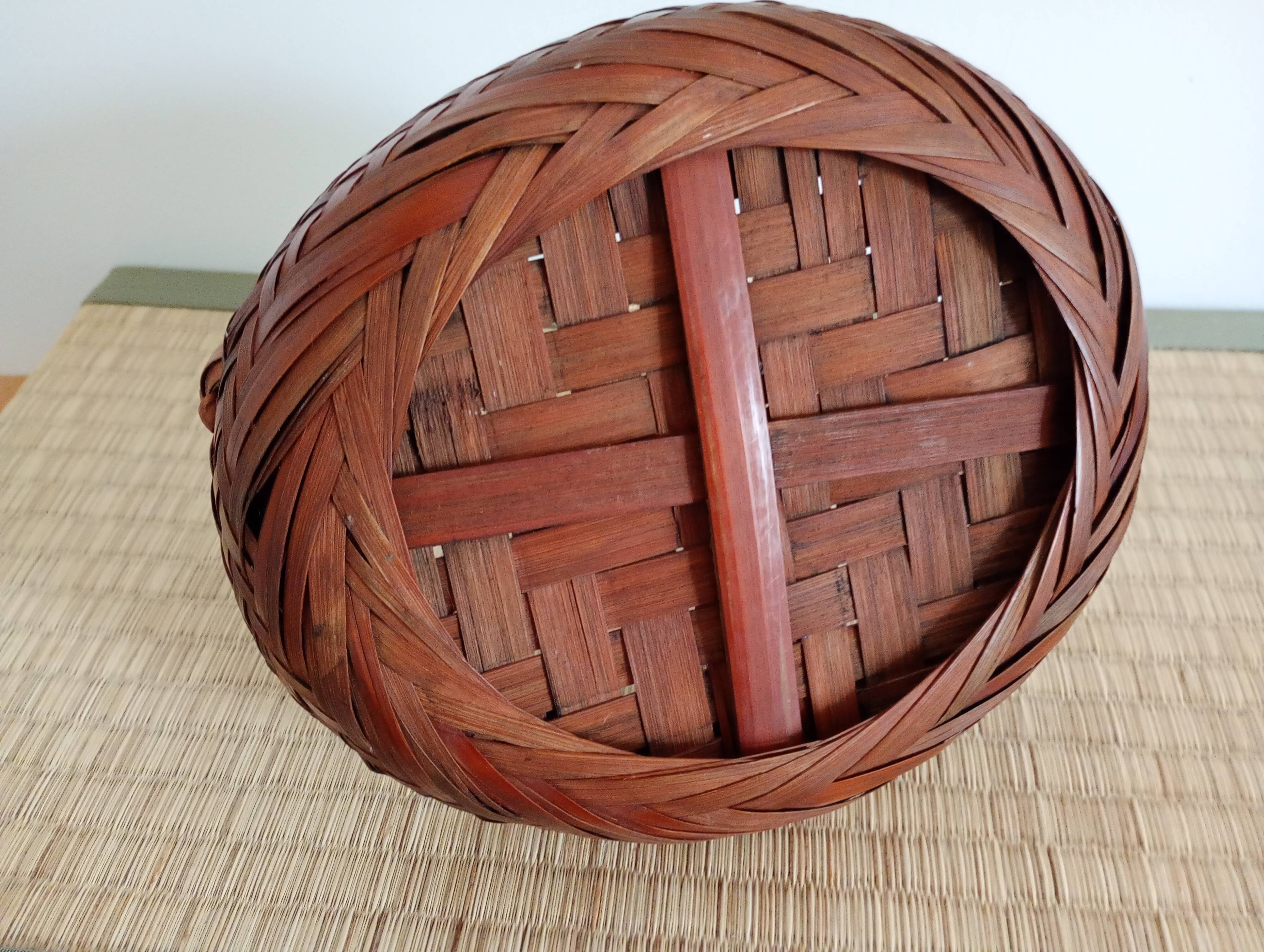 Japanese woven bamboo basket. Ikebana.