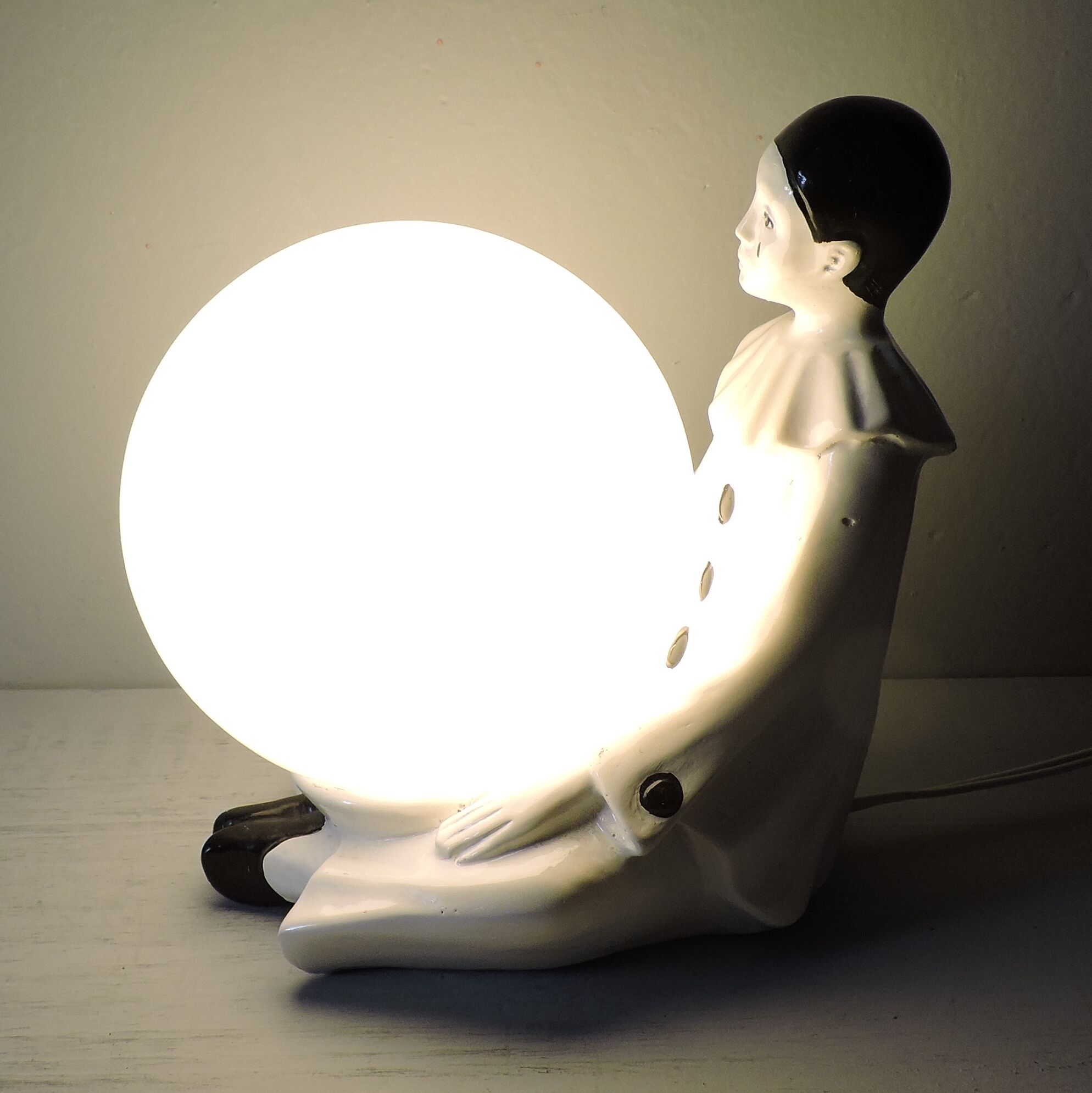 Vintage ceramic lamp Pierrot 70s