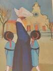 Oil painting on canvas board, Rodolfo Marma "The Nuns" Saint-E