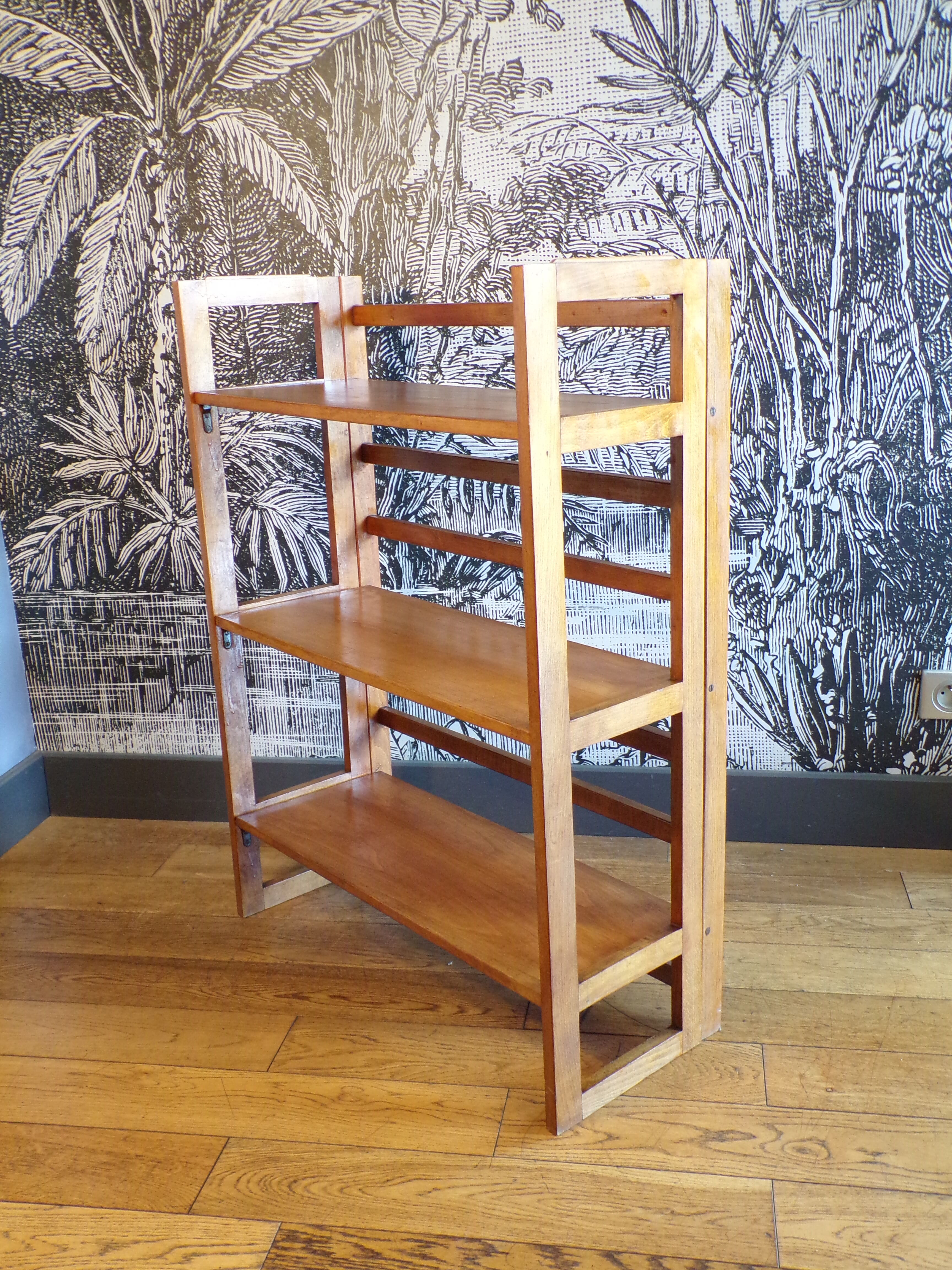 Vintage foldable wooden bookseller bookcase