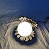 Ceramic shell lamp with opaline pearl, Saint-Jacques, France, 1980