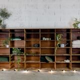 Factory locker cabinet, wood and green