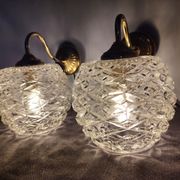 Pair of scones glass scones and vintage golden metal