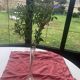 Soliflore vase in pastel pink glass with old art deco facets
