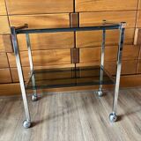 Chrome and glass serving trolley