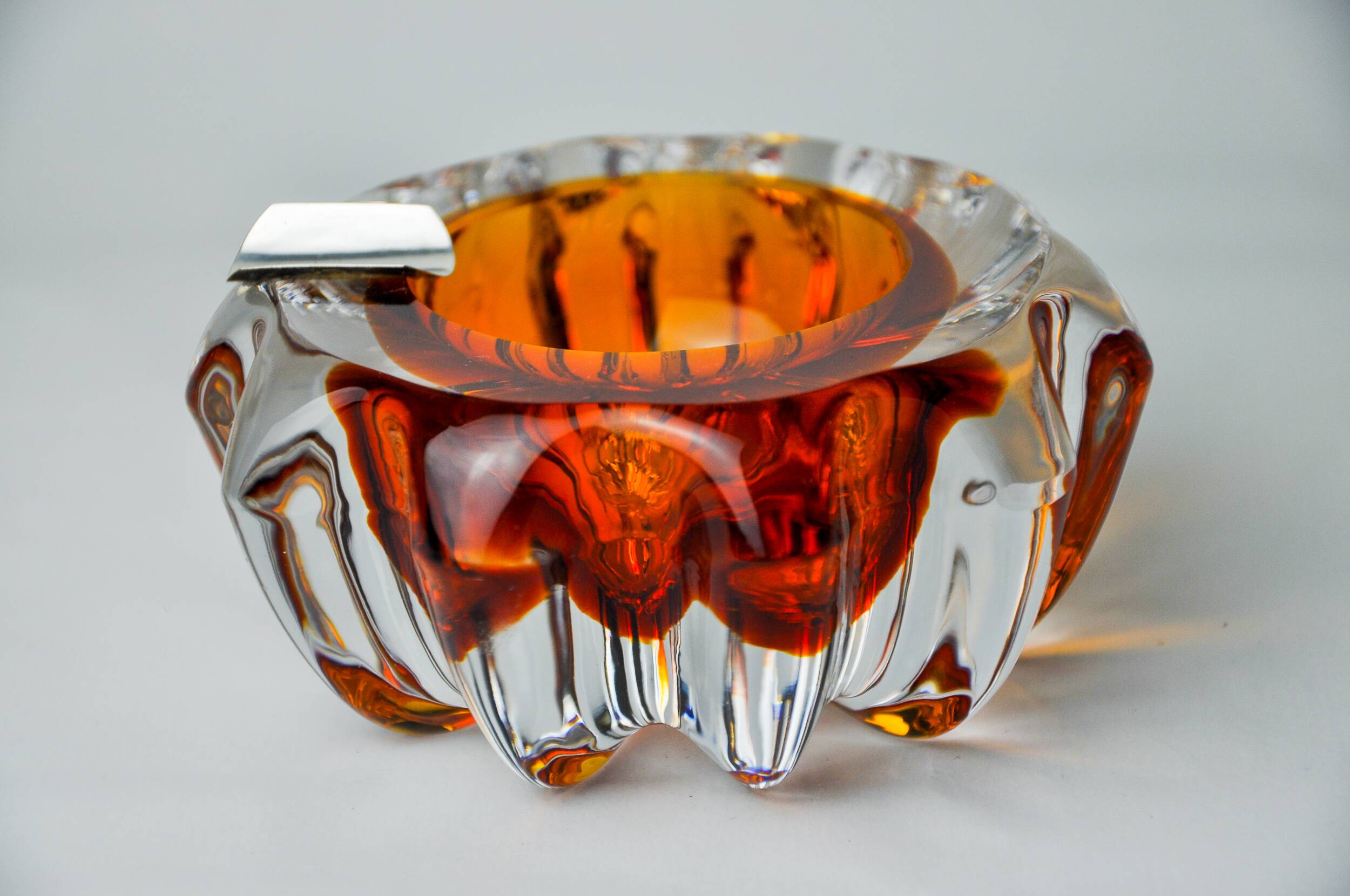 Orange Sommerso ashtray by Seguso, Murano glass, Italy, 1970