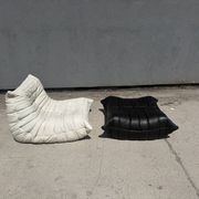 100% authentic Ligne Roset Togo 1-seater + pouf original leather Black & White