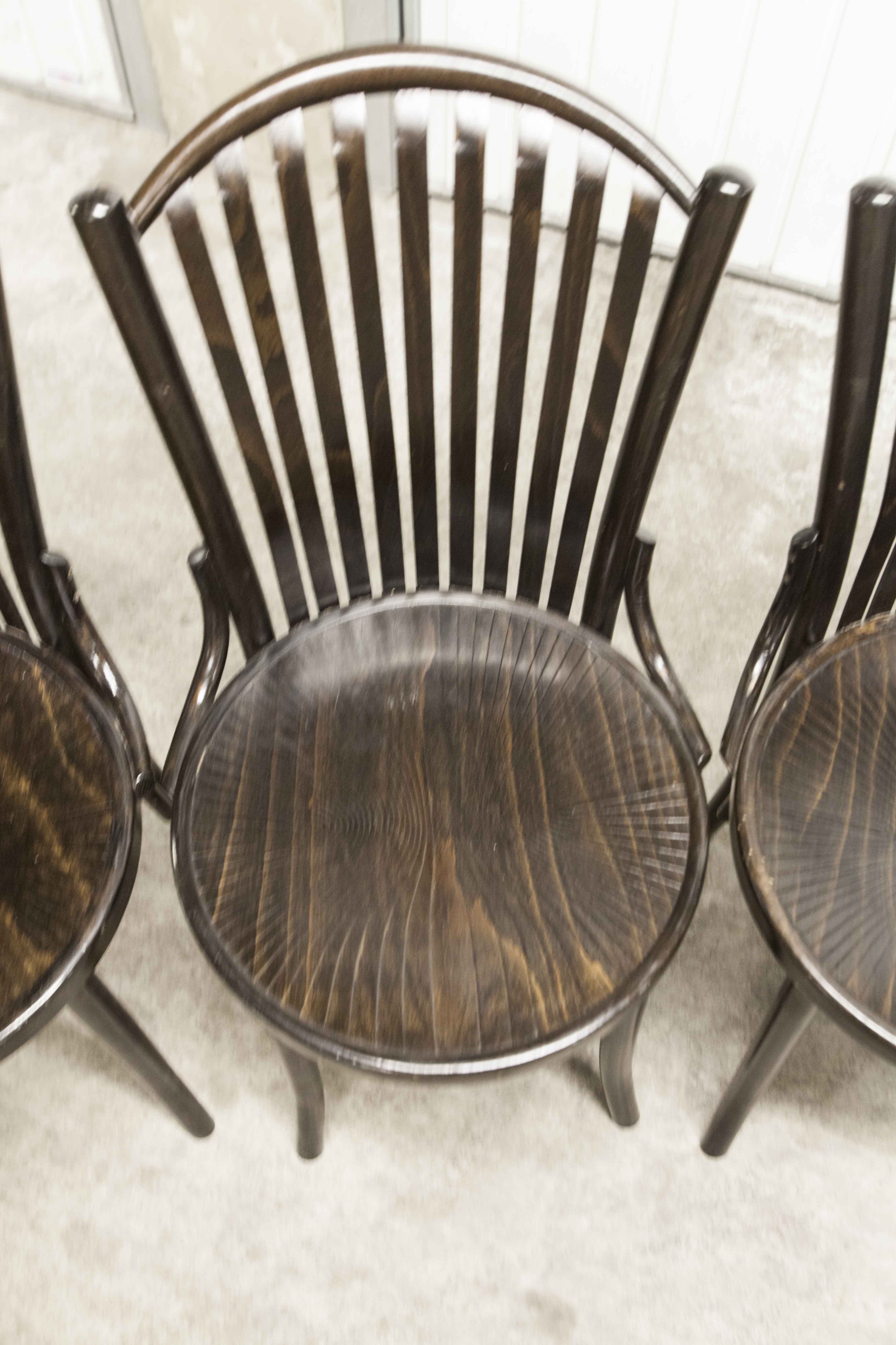 Set of 6 chairs Bistrot Baumann ref 22 curved wood