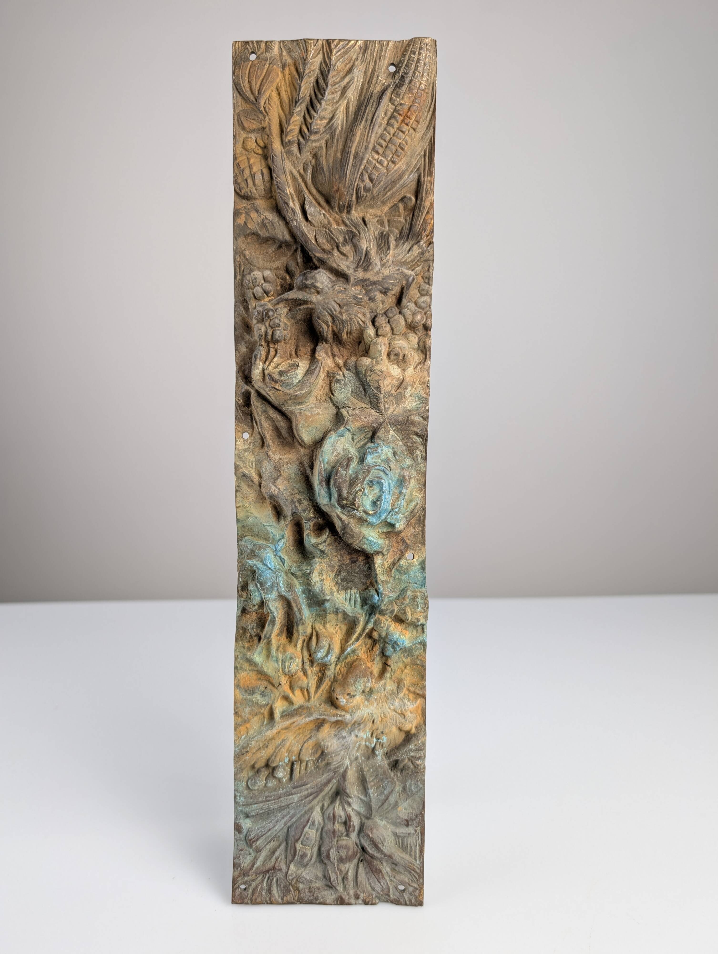 Antique Bronze Relief of Nature and Birds, 1900s