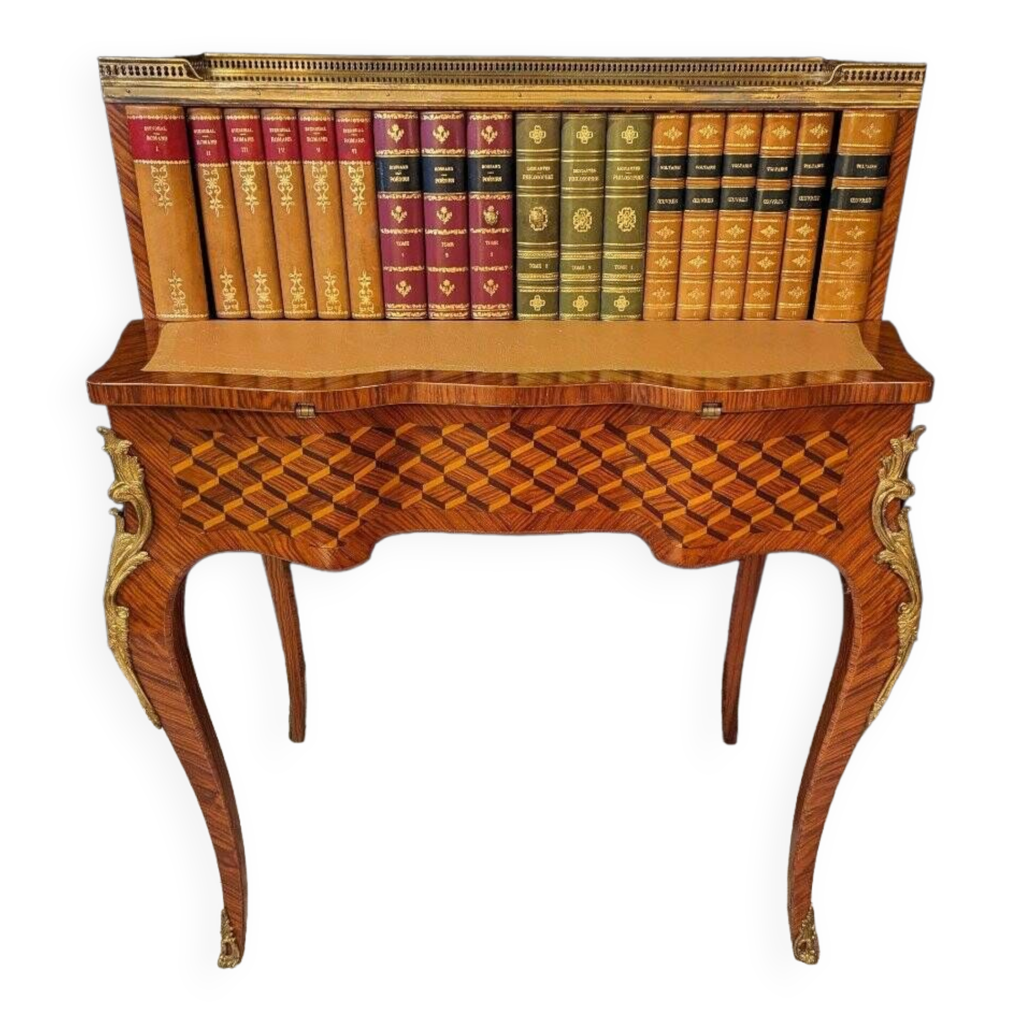 Louis XV Style Marquetry Stepped Desk