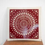 Square wall lamp in red wood and rice paper, prod. Steelline 1980