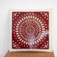 Square wall lamp in red wood and rice paper, prod. Steelline 1980