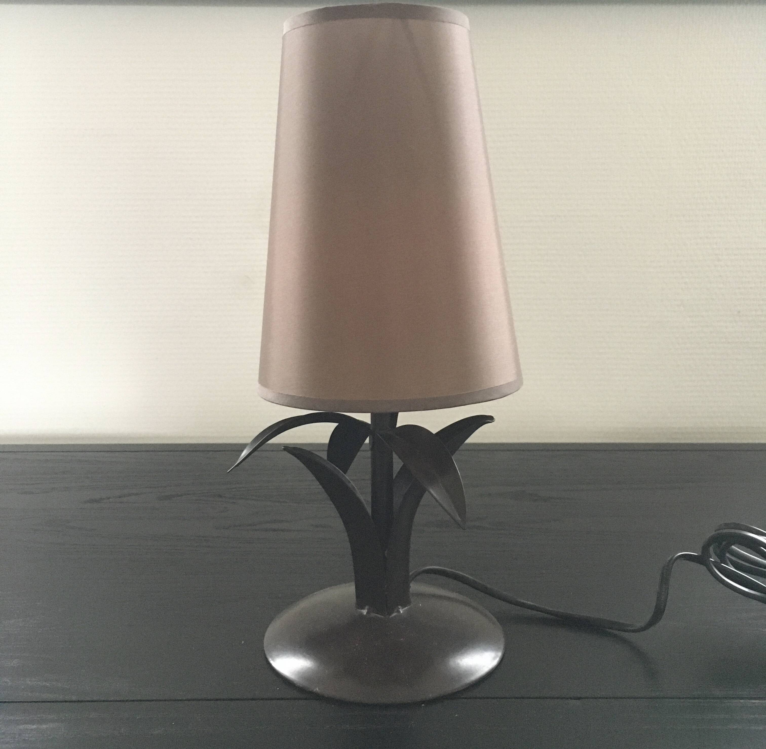 Palm tree lamp in metal and silk