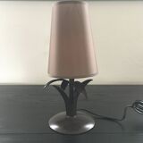 Metal and silk palm lamp