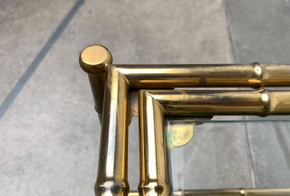 Bamboo imitation brass serving tray in Hollywood Regency style from the mid-century, 1960s.