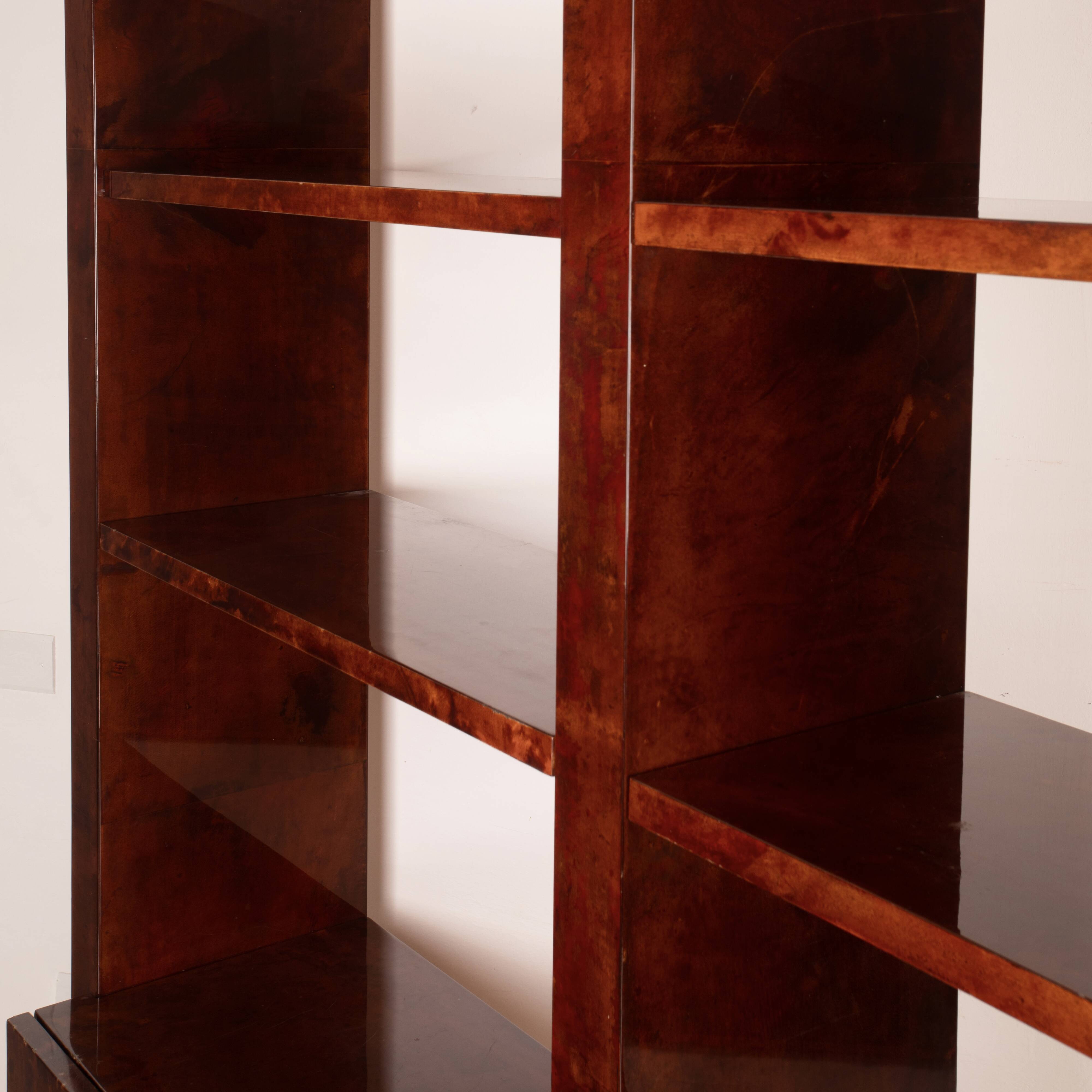 Parchment bookcase by Aldo Tura for Tura Milano 1960